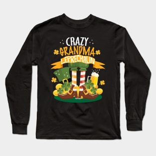 Crazy Grandma Leprechaun St. Patrick's Day Funny T-shirt Long Sleeve T-Shirt